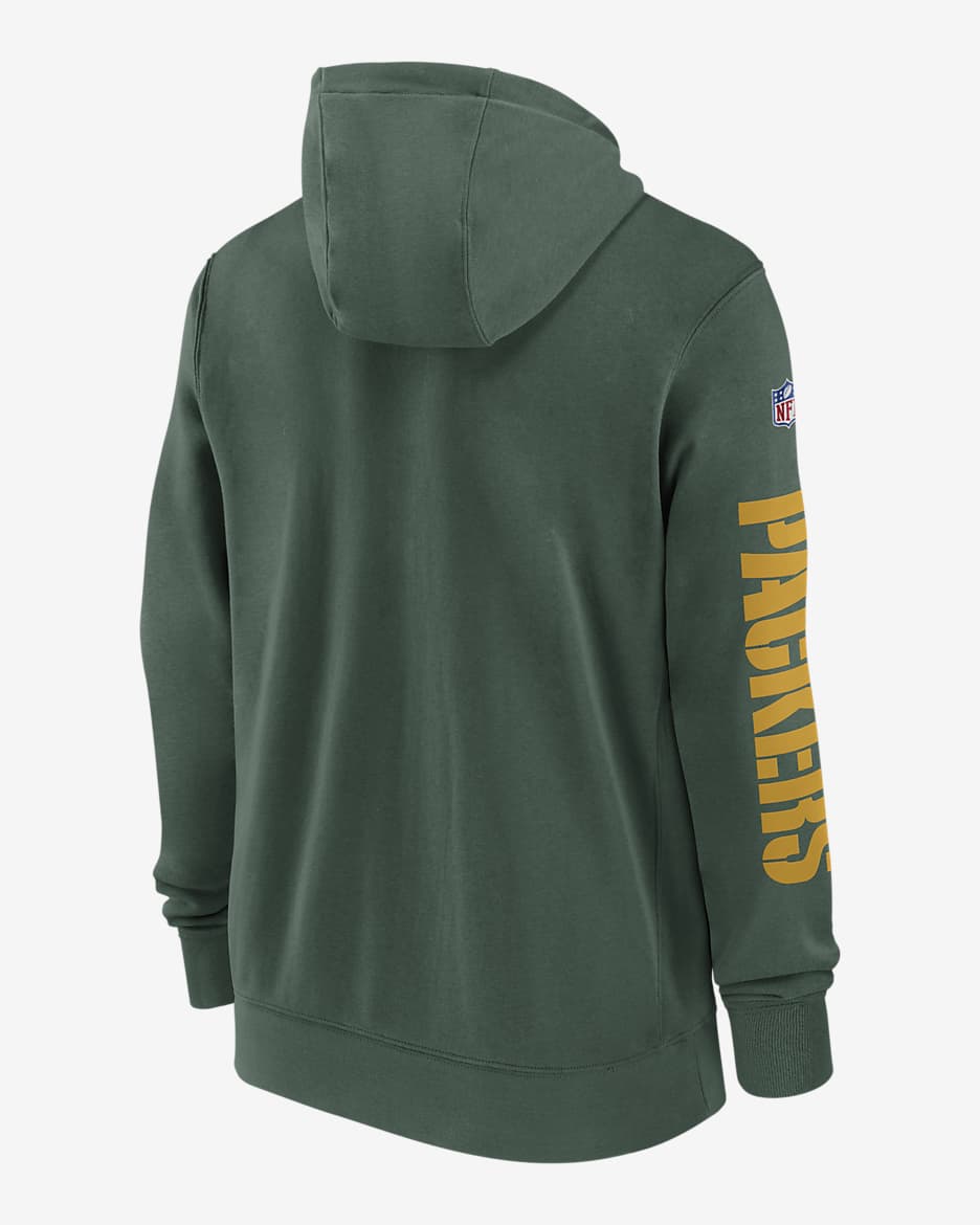 Green Bay Packers Sideline Team Issue Club Men s Nike Full Zip Hoodie